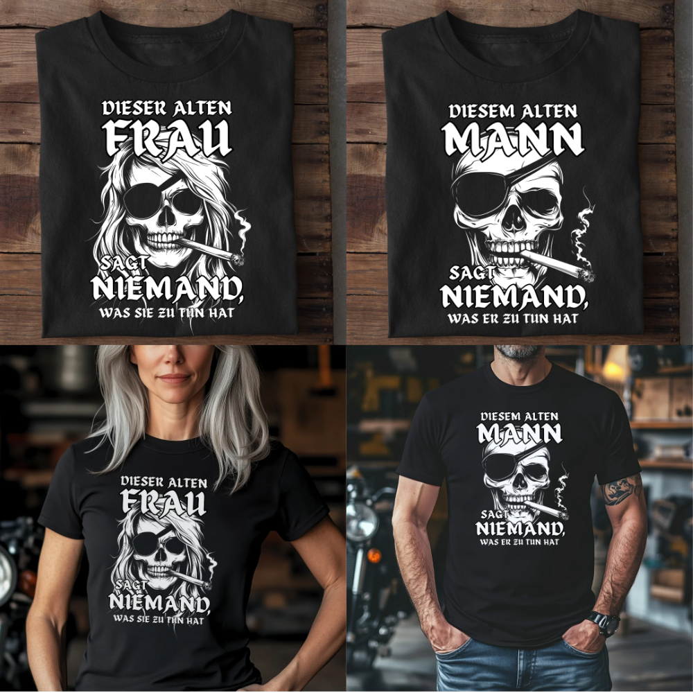 2er Set: Rebellische alte Frau, Rebellischer alter Mann. Keine Regeln.