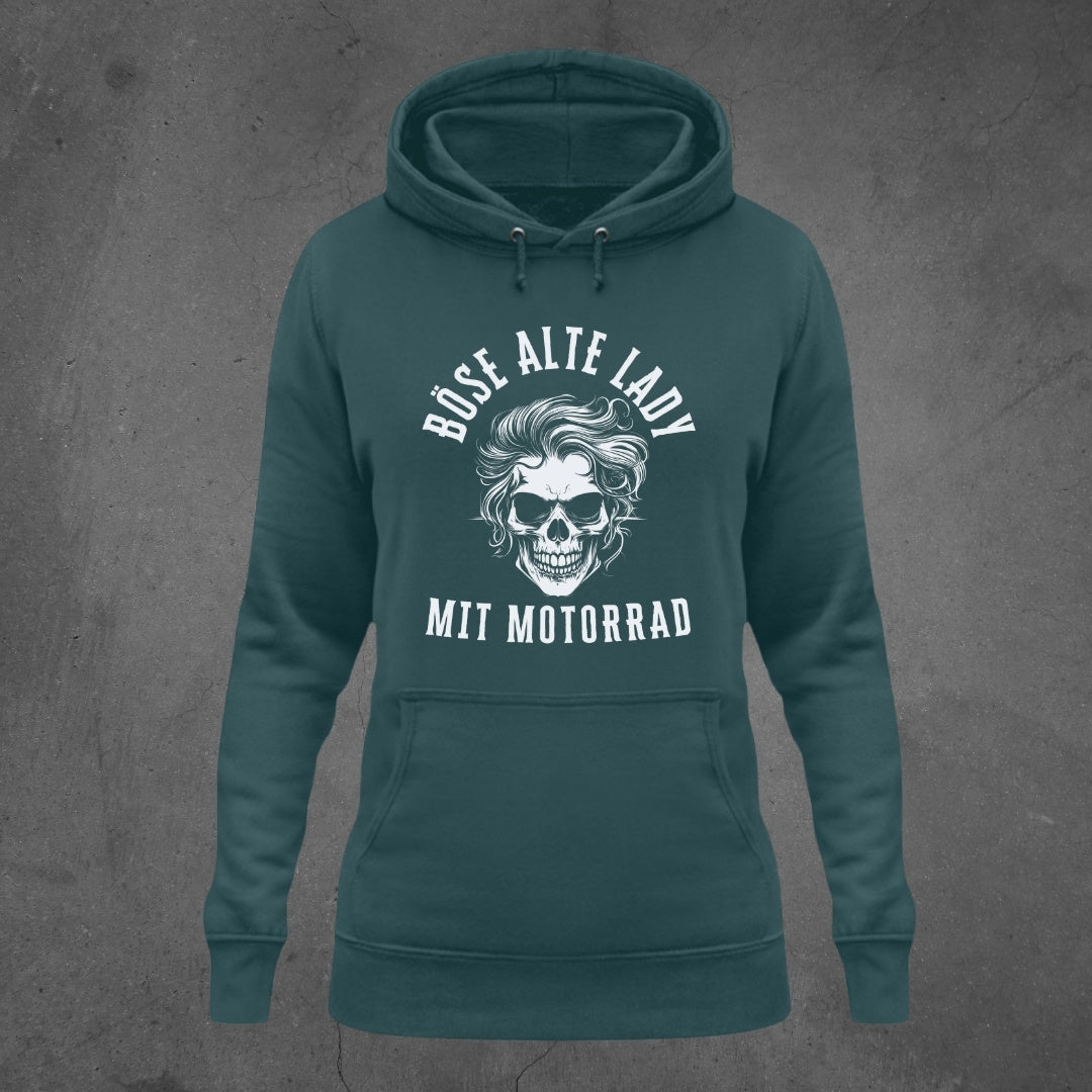 Böse alte Lady mit Motorrad - Damen Hoodie