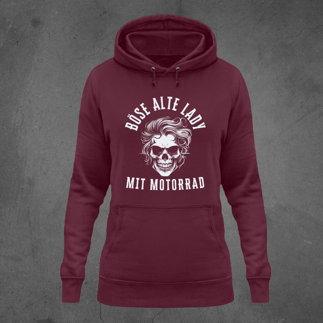 Böse alte Lady mit Motorrad - Damen Hoodie
