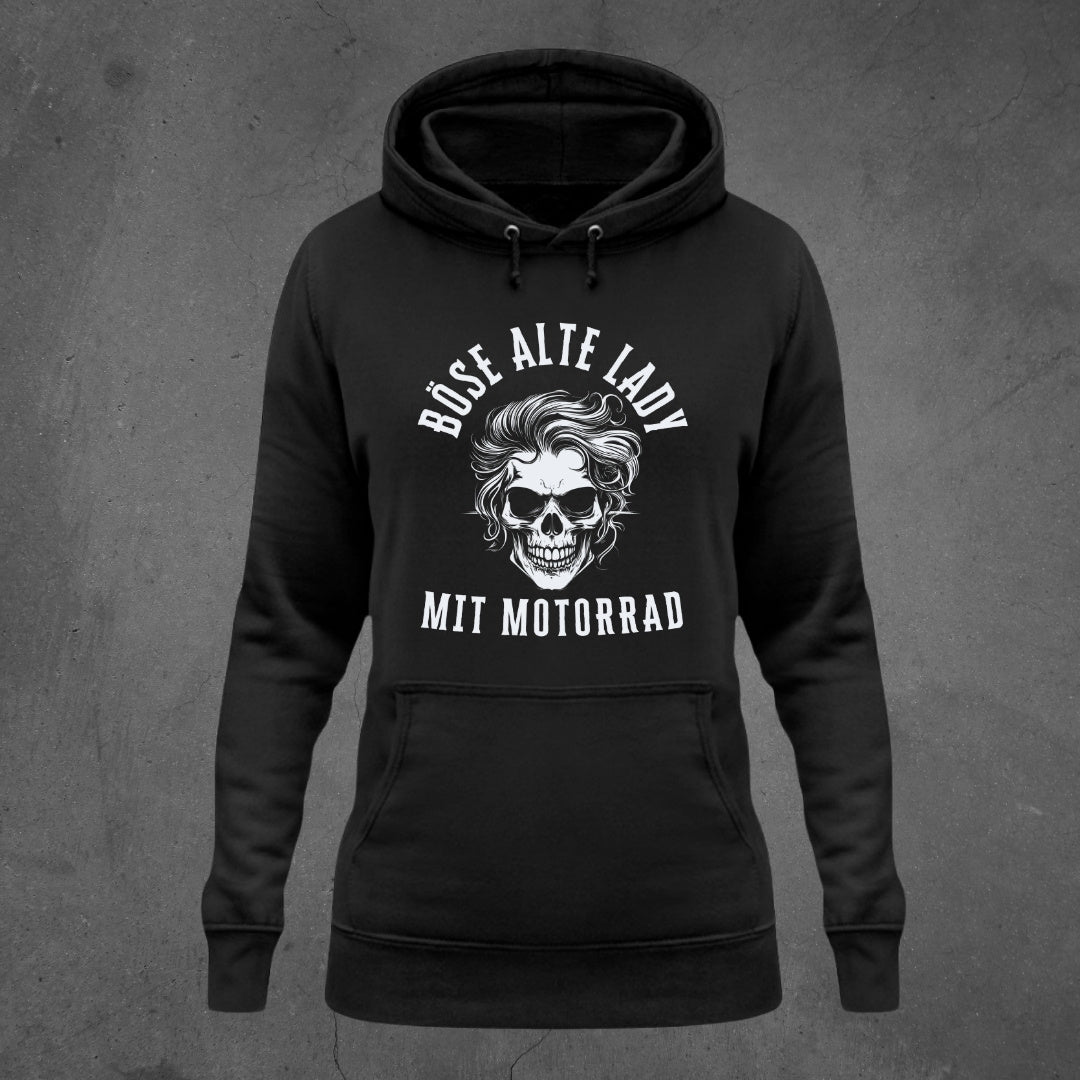 Böse alte Lady mit Motorrad - Damen Hoodie