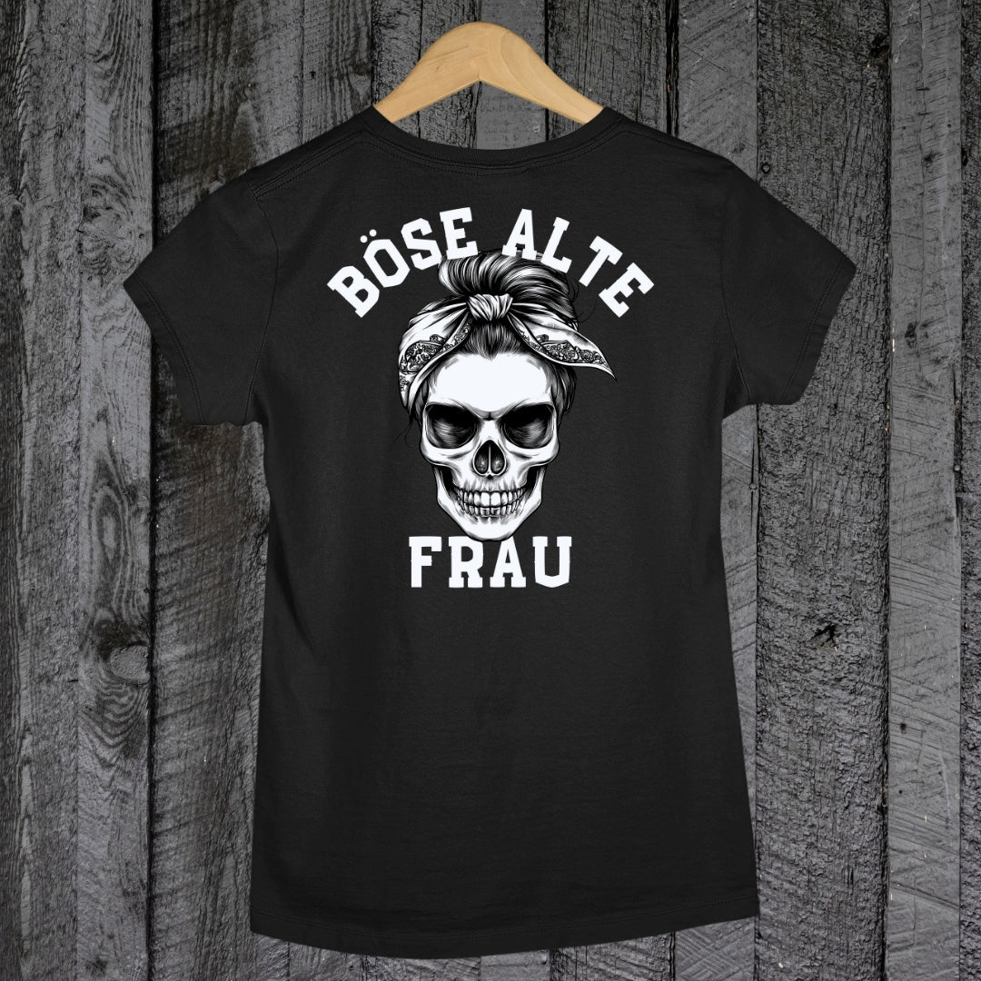 Böse alte Frau - Damen T-Shirt (Backprint)