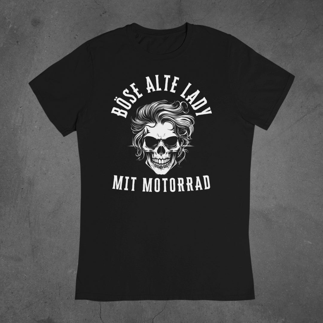 Böse alte Lady mit Motorrad - Damen T-Shirt