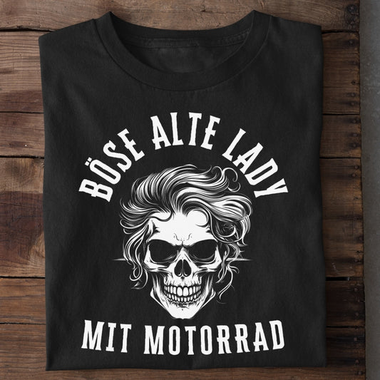 Böse alte Lady mit Motorrad  - Damen T-Shirt