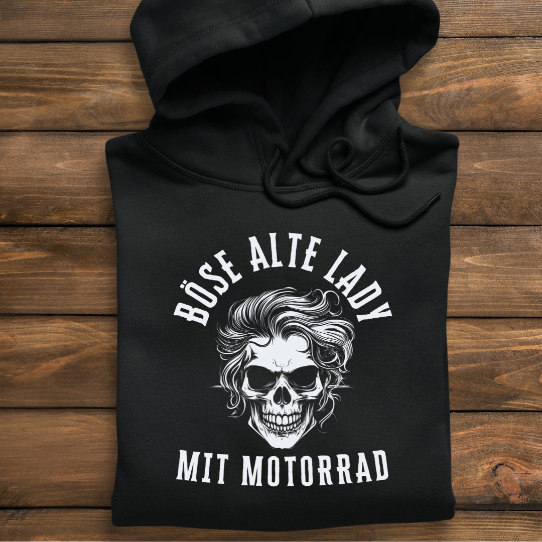 Böse alte Lady mit Motorrad  - Damen Hoodie