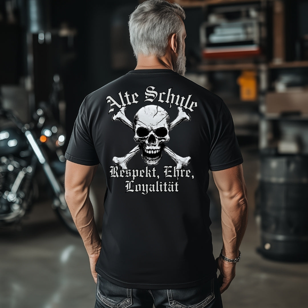 Alte Schule - Respekt, Ehre, Loyalität - T-Shirt (Backprint)